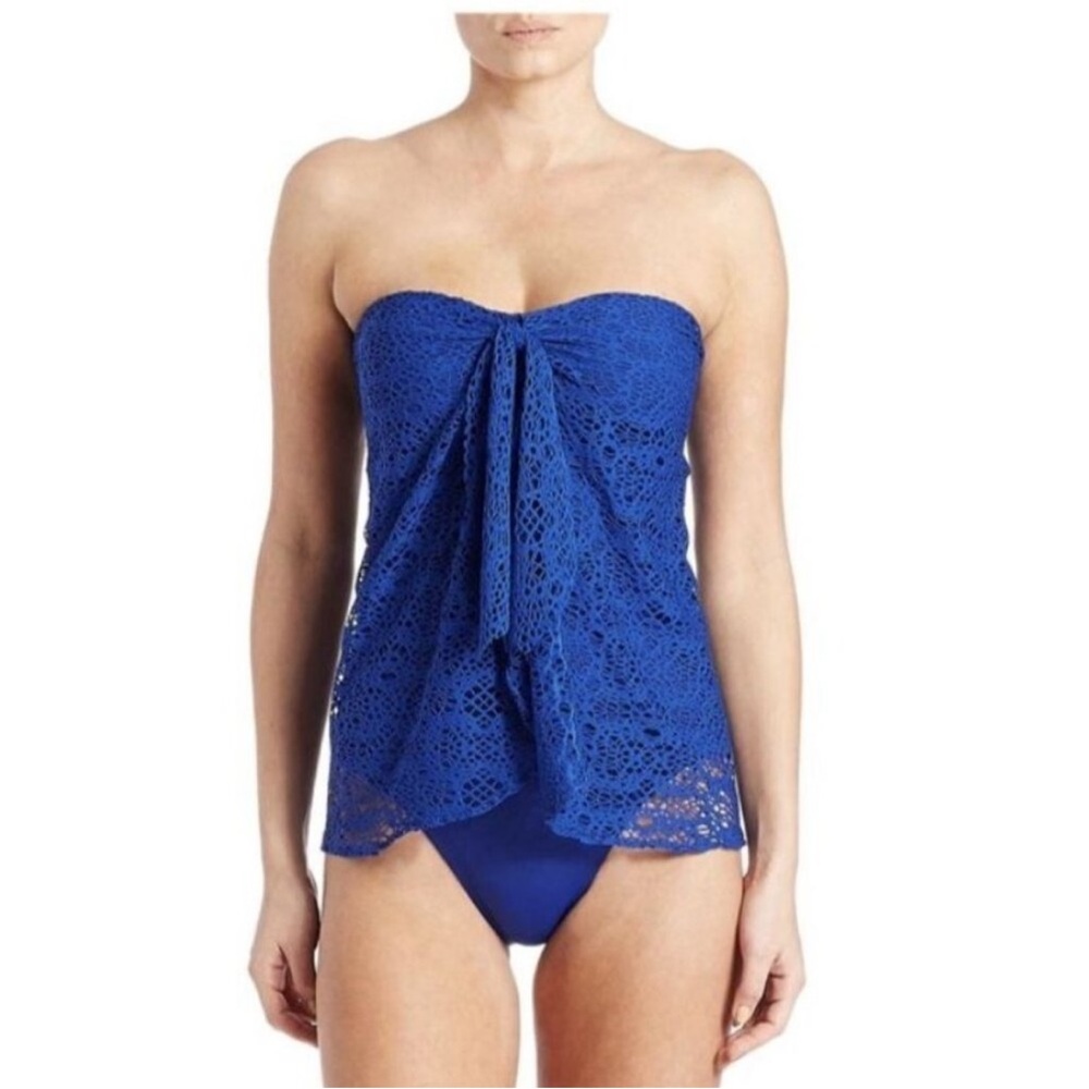 RALPH LAUREN blue crochet one piece swimsuit - Picture 2 of 9